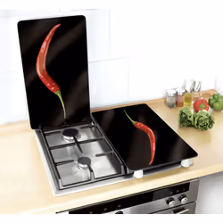 WENKO Hot Peperoni tagliere da cucina Rettangolare Plastica, Vetro temperato, Elastomero Termoplastico (TPE) Nero, Rosso - Vista aggiuntiva 4