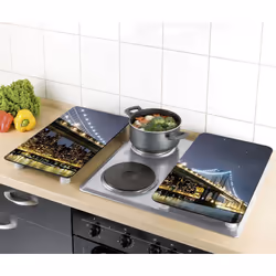 WENKO Brooklyn tagliere da cucina Rettangolare Plastica, Vetro temperato, Elastomero Termoplastico (TPE) Blu - Vista aggiuntiva 5