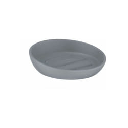 Wenko - Portasapone Badi in ceramica, portasapone rotondo, Ceramica, ø 11,5x3 cm, grigio opaco