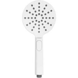 Wenko - Soffione doccia Design Bianco - Doccetta universale, soffione doccia con 3 tipi di getto comodamente selezionabili tramite pulsante, abs, 12