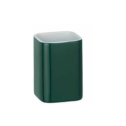 Wenko - Bicchiere portaspazzolini Elmo verde ceramica - Portaspazzolino per spazzolini e dentifricio, Ceramica, 6.5 x 9 x 6.5 cm, Verde