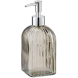 WENKO Dispenser sapone Vetro quadrato marrone - Dispenser sapone liquido Capacità: 0.52 l, Vetro, 7.5 x 19 x 7.5 cm, Marrone