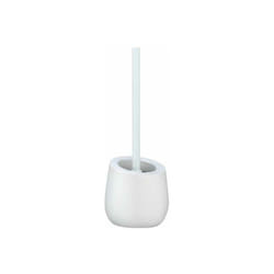 Wenko - Portaspazzolino wc in ceramica Badi, spazzolino wc in silicone nero con testa di spazzolino wc in silicone ø 7,5 cm, antiaderente, Ceramica,