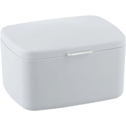 WENKO Scatola con coperchio Barcelona, Cesto per la conservazione, cesto per il bagno con coperchio, Plastica senza BPA, 19,5x11x16 cm, Bianco