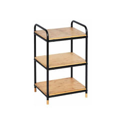 Scaffale da cucina Loft, scaffale in legno e metallo nero con 3 ripiani, Bambù - Metallo, 42x69x33,5 cm, Nero - Marrone - Wenko