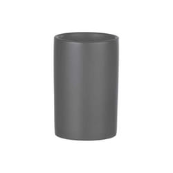 Wenko - Portaspazzolino in ceramica Polaris, Bicchiere da bagno, Ceramica, ø 7x11 cm, grigio opaco