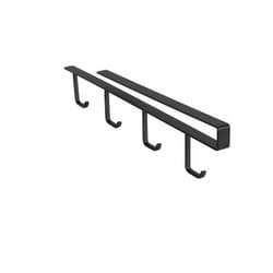 Wenko - Porta tazze sospeso per scaffale Klea, Porta tazze sospeso con antiscivolo per 4 tazze, Acciaio, 1,5x7x33 cm, Nero
