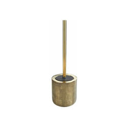 Wenko - Spazzolino wc Rivara, Spazzolino wc nero, Ceramica con rilievo dipinto a mano, ø 11,5 x 12,7 cm, dorato