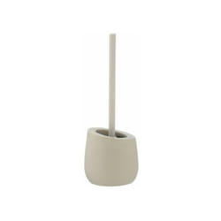 WENKO Portaspazzolino WC in ceramica Badi, spazzolino WC in silicone nero con testa in silicone Ø 7,5 cm, antiaderente, Ceramica, Ø 13,5 x 38 cm,