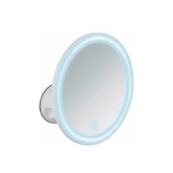 WENKO Specchio per trucco LED, specchio ingranditore con ventosa x5, Ø 18.5 cm, Isola