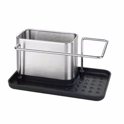 WENKO 54709100, Contenitore per lavandino, Libera installazione, Nero, Acciaio inox, Polipropilene (PP), Acciaio inox, 210 mm ...