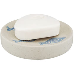 Wenko - Portasapone Aquamarin, piattino portasapone per la Custodia della saponetta, in raffinata Ceramica di Colore Bianco Opaco con scenari