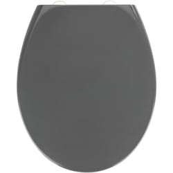 Sedile wc con chiusura ammortizzata Samos, sedile wc rimovibile con fissaggio in acciaio inox, duroplast, 37,5x44,5 cm, grigio - Wenko
