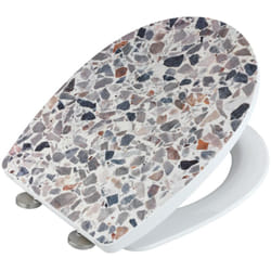 Wenko - Copriwater Originale Terrazzo, Copriwater con freno di caduta, sganciabile, fissaggio in acciaio inox, Termoplastico, 36,5x45 cm, Multicolore