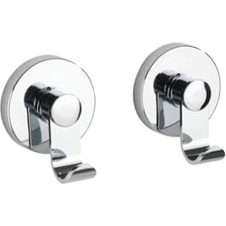 WENKO Set di 2 ganci per salviette, appendiabiti, fissaggio senza trapano, ABS, 6 x 7 x 5 cm, Cromo