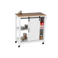 Carrello da cucina in stile campagnolo, carrello con ruote e porta scorrevole, Legno - mdf, 80x88,5x40 cm, bianco - Wenko