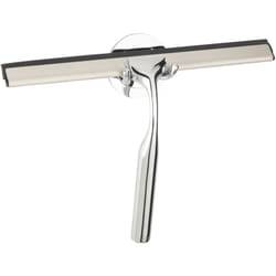 Terni Plus, raschietto per doccia, supporto a parete per il bagno, fissaggio senza foratura Turbo Loc, in zinco - lama in gomma, 24,5x16,5 cm, lucido