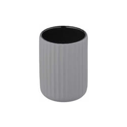 Wenko - Bicchiere Portaspazzolino Belluno, Bicchiere da Bagno in Ceramica Soft Touch, ø 8x11 cm, Grigio