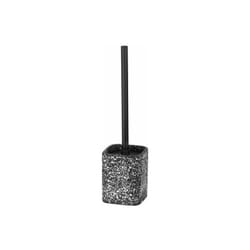 Spazzolino wc Terrazzo, spazzolino wc nero, in poliresina effetto mosaico, 10x37x10 cm, nero - bianco - Wenko