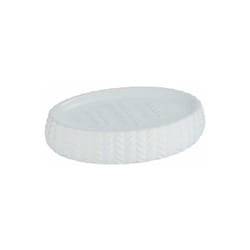 Wenko - Portasapone in ceramica, Portasapone bianco Barinas, Ceramica con rilievo, 12,3x2,7x8,7 cm, Bianco