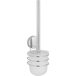 WENKO Spazzola WC a muro Osimo, soluzione senza foratura Static Loc Plus, Acciaio - Plastica, 10x37x11 cm, cromato