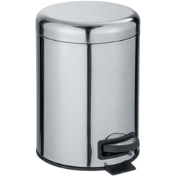 WENKO Pattumiera a pedale Leman, piccola pattumiera per il bagno, capacità 5L, acciaio, 21x24x28 cm, lucido