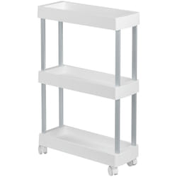 Carrello stretto Mino su ruote, carrello porta spezie, con 3 ripiani e 4 ruote, in Alluminio - Plastica, 18x80x45 cm, bianco - argento - Wenko
