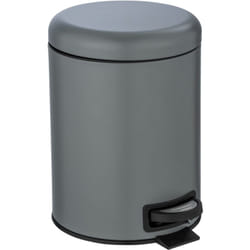 Wenko - Pattumiera a pedale Leman, piccola pattumiera per il bagno, capacità 5L, in acciaio, 21x24x28 cm, grigio