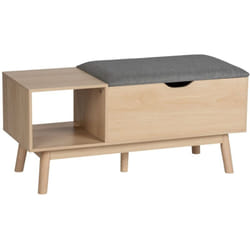 Scarpiera con cuscino per sedile Panca con vano portaoggetti edda, scarpiera con Imbottitura, Legno, Beige, 100 x 45 x 40 cm - Wenko