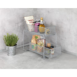 Scaffale a cassetti Gioma Argento, 2 piani, Argento opaco, Metallo rivestito a polvere opaco argento - Wenko