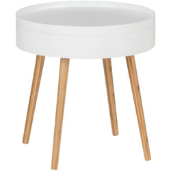 Wenko - Tavolino Finja con Vassoio e vano portaoggetti, ingegnerizzato bambù Materiale: Legno, Naturale, 49,5 x 51,5 x 49,5 cm