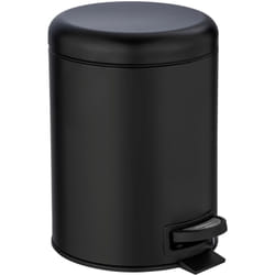 Wenko - Pattumiera a pedale Leman, piccola pattumiera per bagno, capacità 5L, in acciaio, 21x24x28 cm, nero