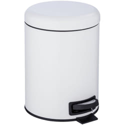 Wenko - Pattumiera a pedale Leman, piccola pattumiera per il bagno, capacità 5L, acciaio, 21x24x28 cm, bianco