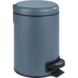 Wenko - Pattumiera a pedale Leman, Pattumiera Piccola per Bagno, Capacità 3L, Acciaio, 17x25x22.5 cm, Blu grigio opaco