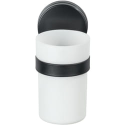 Wenko - Static-Loc® Plus Bicchiere per spazzolini Pavia Nero, porta spazzolini per spazzolino e dentifricio, installazione senza foratura, nero,
