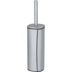 Wenko - Scopino per wc chiuso Alassio, design chiuso, scopino per wc nero, Acciaio, 9,3x39,2x9,3 cm, cromato opaco