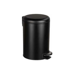 Wenko - Pattumiera a pedale Leman, Pattumiera da 12L con chiusura ammortizzata easy close, Acciaio Inossidabile, 25x38x32 cm, nero