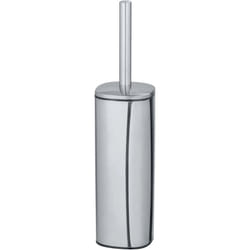 WENKO Scopino per WC chiuso Alassio, design chiuso, scopino per WC nero, Acciaio, 9,3x39,2x9,3 cm, cromato lucido