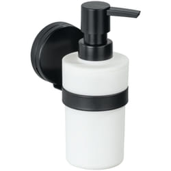 WENKO Static-Loc® Plus Dispenser di sapone Pavia Nero, dispenser per sapone liquido, dispenser per detersivo, installazione senza foratura, nero,