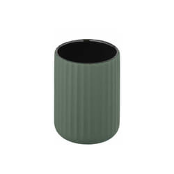 Wenko - Bicchiere Portaspazzolino Belluno, Bicchiere per il Bagno in Ceramica Soft Touch, ø 8x11 cm, Verde
