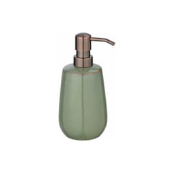 Wenko - Distributore di sapone liquido in ceramica Sirmione, capacità 430 ml, Ceramica moderna di alta qualità, ø 8x17,5 cm, verde salvia