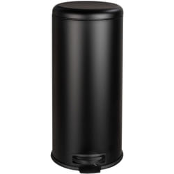 Wenko - Pattumiera a pedale Leman, Pattumiera da 30L con chiusura ammortizzata easy close, Acciaio Inossidabile, 30,5x64x37,5 cm, nero