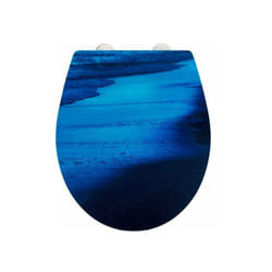 Wenko - Copriwater Originale con superficie in rilievo Deep Sea, copriwater con freno di caduta easy close, fissaggio in acciaio inox fix clip,