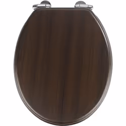 L'elegante sedile WC dal design legno cenge marrone scuro rinfresca il bagno o la toilette. Possiede una forma ovale e offre ...