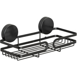 Wenko - Static-Loc® Plus Mensola da parete Pavia Nera, Ripiano per il bagno, Installazione senza forare, Nero, Acciaio nero, Plastica (abs) nera