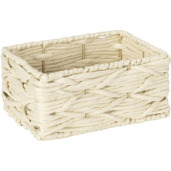 Scatola da Bagno Vabriano, Piccola Cesta Portaoggetti in Rete di Carta, per Bagno e Ufficio, 19 x 9 x 14 cm, Stile Boho Alla Moda, Beige - Wenko
