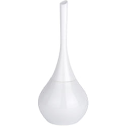 Wenko - Spazzola wc Flakon, Portaspazzola wc in ceramica e spazzola wc nera, ceramica - plastica, ø17,0x41,5 cm, bianco