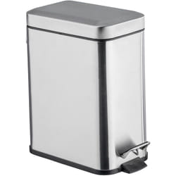 Wenko - Piccolo Cestino per Bagno, Pattumiera a Pedale 5L, Quadrato, Acciaio Inox, 14x29,5x28 cm, Finitura Opaca