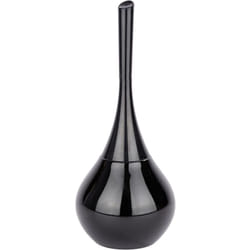 Wenko - Spazzolino wc Flakon, Portaspazzolino wc in ceramica e spazzolino wc nero, ceramica - plastica, ø17,0x41,5 cm, nero