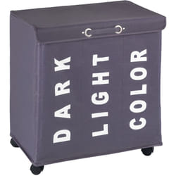 Wenko - Cesto per la biancheria Trivo, Cesto con 3 scomparti, capacità 116L, in Poliestere, 56x60x35 cm, Grigio
